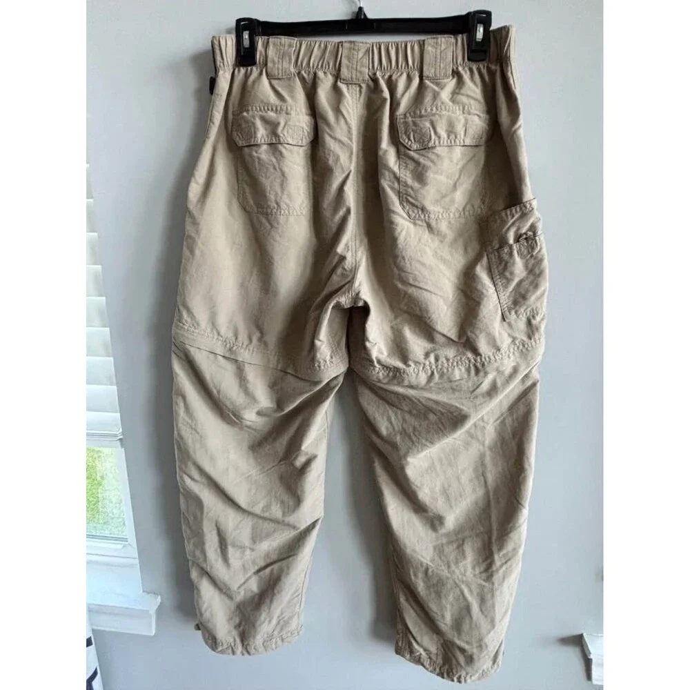 LL Bean Convertible Hiking Pants Khaki Beige Cargo Zip Off Shorts Womens 16